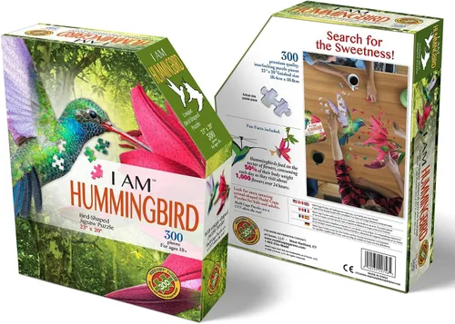 Vista 4 de Madd Capp I Am Hummingbird - Rompecabezas de 300 piezas en forma de pájaro, multicolor
