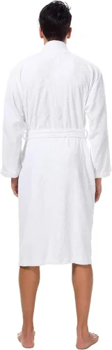 Vista 2 de SIORO Bata de baño de algodón suave para hombre, bata de baño de tela de rizo para spa, hotel, bañera de hidromasaje