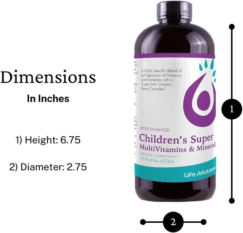 Vista 2 de Super Multivitaminas y minerales para niños Formulado profesionalmente Completamente natural Suplemento dietético líquido 32 oz and