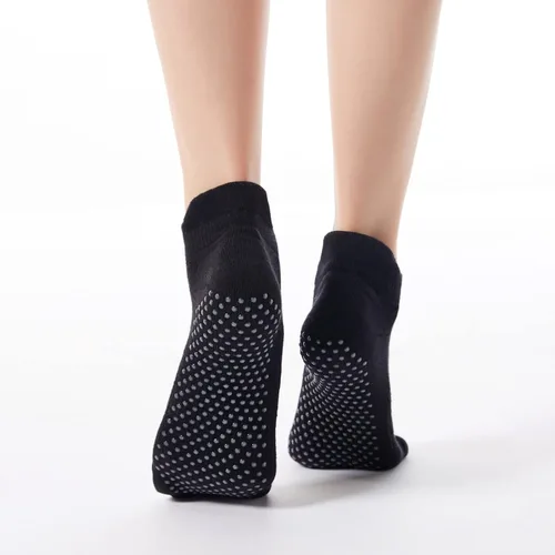 Vista 13 de Calcetines de yoga con dedos de pilates con empuñaduras para mujer, antideslizantes, acolchados, florales, calcetines tobilleros para baile de ballet