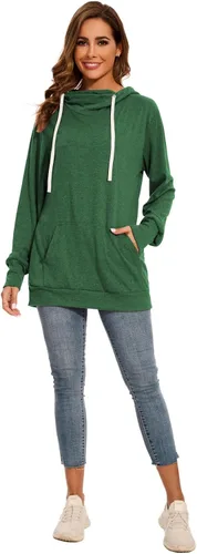 Vista 6 de KAKALOT Sudadera con capucha para mujer, con estampado de mamá oso, cuello vuelto, con cordón
