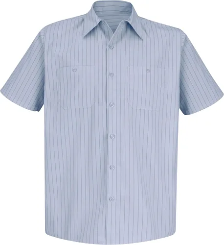 Vista 3 de Red Kap Camisa de trabajo industrial a rayas para hombre, ajuste regular, manga corta