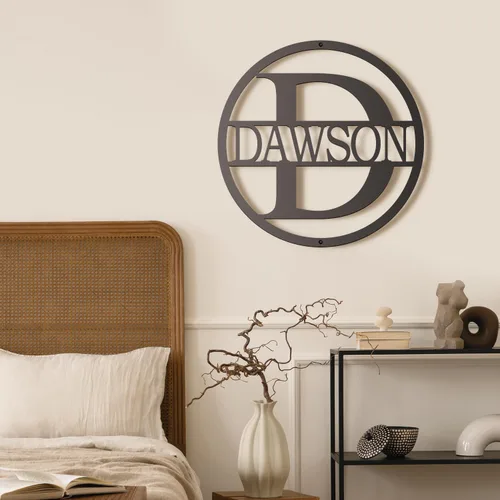 Vista 7 de Monogram Letter Metal Sign, Custom Metal Name Sign Address Numbers, Metal Wall Art, Family Wall Decor, Outdoor Metal Sign, Personalized Family Name