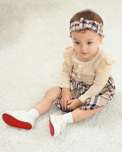 Vista 4 de Renotemy Newborn Baby Girl Clothes Infant Girl Outfits Knit Romper Dress with Hat Baby Clothes for Girls 0-18 Months