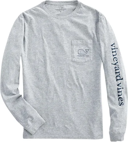Vista 5 de vineyard vines Camiseta de manga larga con bolsillo vintage Whale para hombre Brezo gris