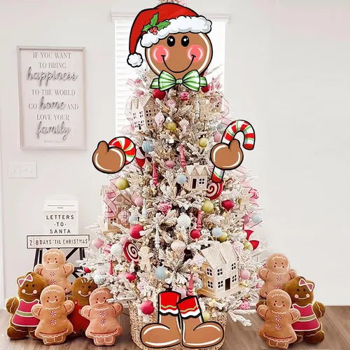 Vista 8 de Decoración para árbol de Navidad de espantapájaros para cabeza, manos y piernas, cosecha de otoño, decoración de árbol de granja, decoración