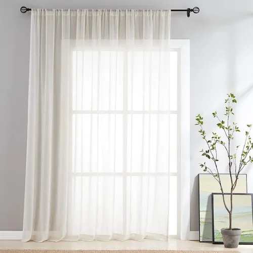 Vista 16 de FMFUNCTEX - Cortinas de lino transparentes para dormitorio, cortinas grises de 63 pulgadas de largo para sala de estar, cortinas de ventana mezcla