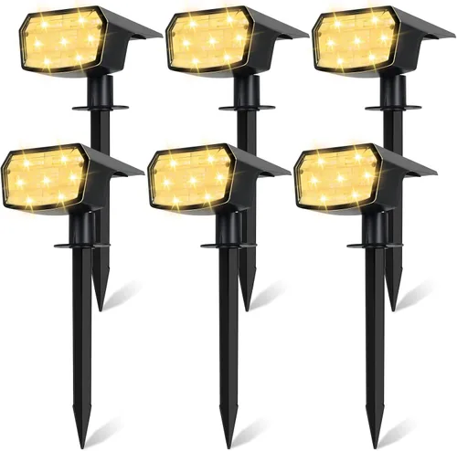 Vista 12 de Sucolite Paquete de 6 Focos Solares para Exteriores Impermeables IP65, 3 Modos de Iluminación, Focos Solares de Paisajismo 2 en 1 para Patio, 59