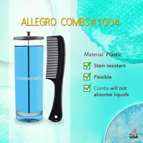 Vista 6 de Allegro Comb 1004 Peines desenredantes de dientes anchos para mujeres, estilistas, peine de pelo rizado para hombre, 2 piezas (negro)