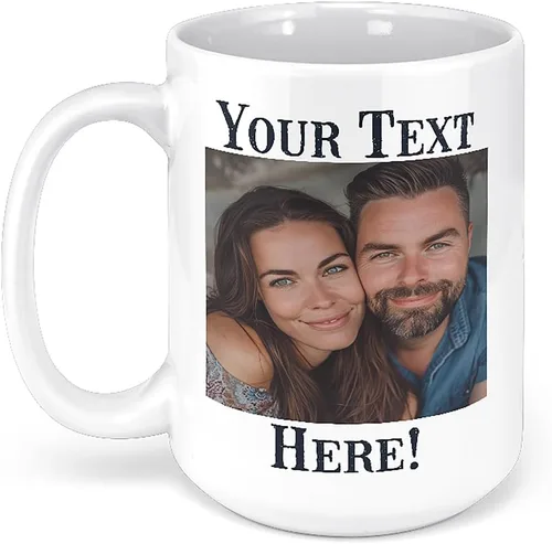 Vista 24 de Taza de café de cerámica negra personalizada de 11 onzas con texto, mensaje, tu texto aquí, nombre, DYE Taza para Cafe personalizadas, con foto