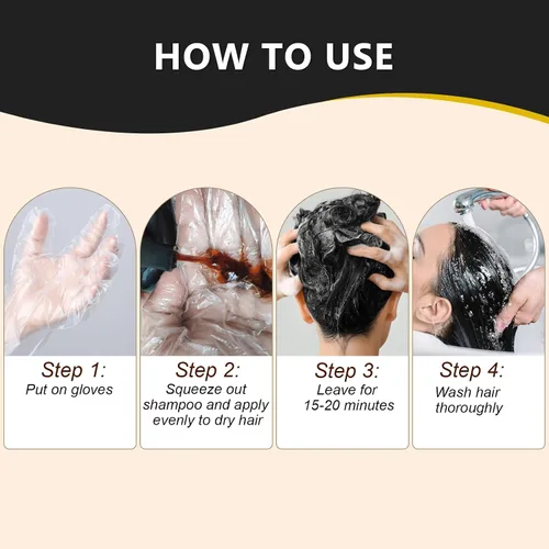 Vista 5 de Champú de tinte para cabello negro, para cabello gris, champú de color para mujeres y hombres, 3 en 1 (16.9 onzas líquidas)