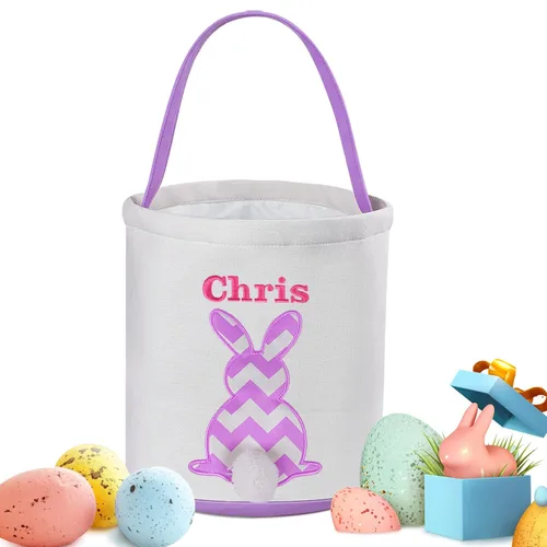 Vista 10 de Cestas de Pascua personalizadas para niños y niñas, canasta de conejo de Pascua de Touber para niños pequeños, canasta de caza de huevos de Pascua