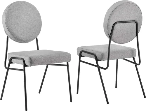 Vista 8 de Modway Craft - Juego de 2 sillas laterales tapizadas de tela, color negro y gris claro