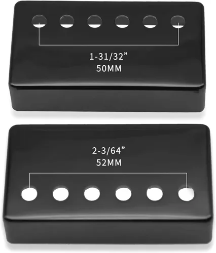 Vista 3 de Cubierta Humbucker para guitarra Humbucker cromada 50/2.047 in, se adapta a la mayoría de Epiphone Les Paul, 2 piezas (negro)