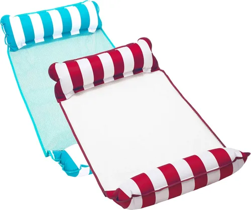 Vista 14 de Aqua Monterey - Hamaca flotante 4 en 1 para piscina y hamacas de agua, 2-3-4 paquetes múltiples, varios colores/estilos, para adultos y niños Borgoña