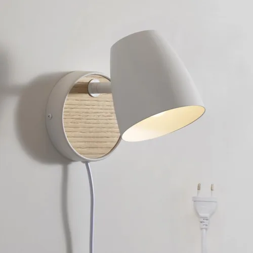 Vista 12 de DUHU Aplique de pared LED redondo, lámpara de pared de cemento gris cableada, lámpara de pared minimalista con diseño de acabado elegante