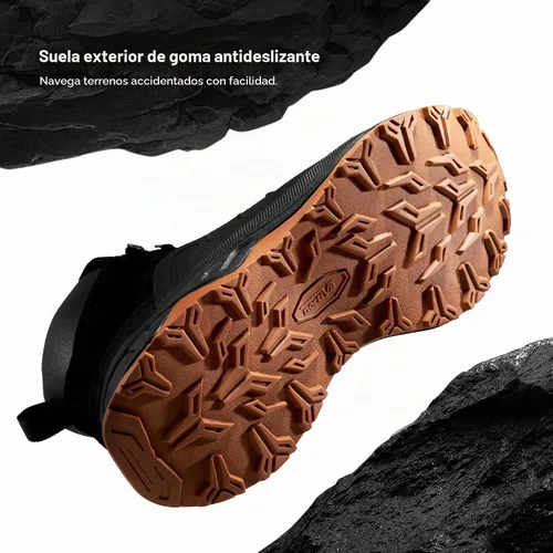 Vista 5 de NORTIV 8 Botas de senderismo impermeables para mujer, para exteriores, senderismo, camping, senderismo en senderos Negro
