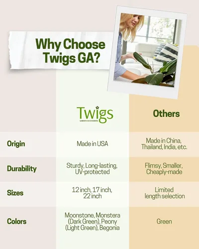 Vista 3 de Twigs GA - Estacas de soporte para plantas para uso en interiores y exteriores, alternativa duradera de enrejado para plantas trepadoras
