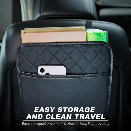 Vista 6 de DXNQ Organizador de respaldo de asiento de automóvil, bolsa colgante plegable de gran capacidad con 3 bolsillos adicionales, organizador