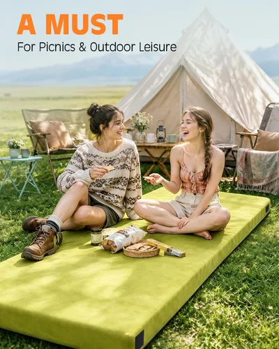 Vista 8 de Colchón de camping de espuma viscoelástica GAIALOOP extra grueso de 4 pulgadas, colchón de suelo enrollable para dormir en campamento, colchoneta