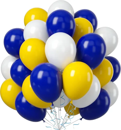 Vista 9 de Globos azules y naranjas, 50 unidades, globos de látex azules y naranjas, globos de fiesta azules y naranjas, decoración de cumpleaños para niñas
