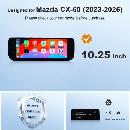 Vista 2 de Protector de pantalla para Mazda CX50 2025 para Mazda CX-50/CX-50 Hybrid 2023 2024 2025 Pantalla a todo color de 10.25 pulgadas para accesorios