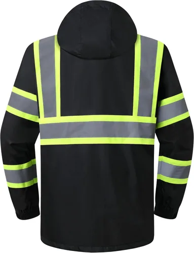 Vista 7 de JKSafety Chaqueta y pantalones reflectantes de alta visibilidad para lluvia, impermeables para hombres y mujeres, equipo de lluvia para agricultura