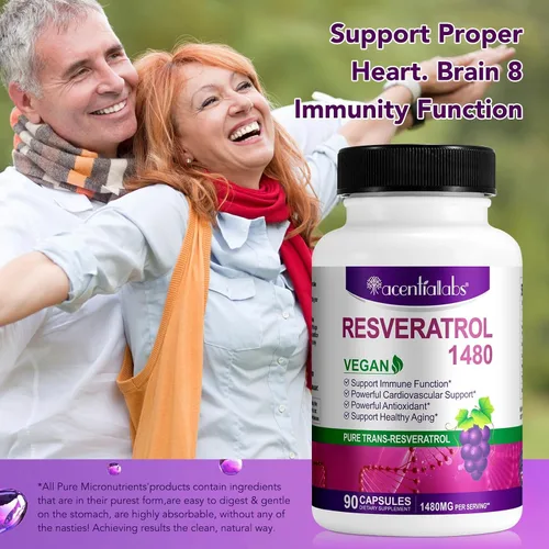 Vista 8 de Resveratrol 100% natural – 1480 mg por porción, 90 cápsulas vegetales, 99% puro Trans-Resveratrol, antioxidante para un envejecimiento saludable