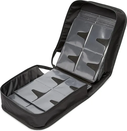 Vista 5 de Amazon Basics Carpeta de almacenamiento portátil de poliéster para CD/DVD, capacidad 400, color negro
