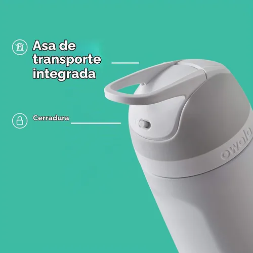 Vista 3 de Owala - Botella de agua aislada de acero inoxidable con popote y tapa de bloqueo