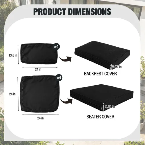 Vista 2 de 11 fundas de cojín de repuesto, impermeables para exteriores, para sofá de 6 plazas, juego de fundas con cremalleras, solo funda lavable (cian)