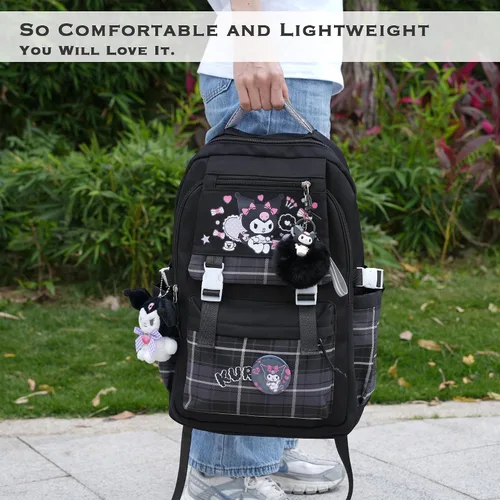 Vista 3 de juju - Mochila Kawaii negra y morada, Negro, Mediana, Kawaii