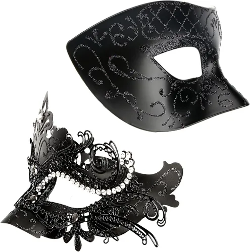 Vista 3 de Hoshin Máscara de mascarada para parejas, decoraciones de Mardi Gras, máscaras venecianas para mujer
