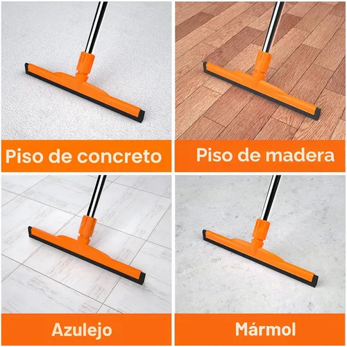 Vista 2 de Escobilla de suelo resistente, mango ajustable de 62 pulgadas, hoja de espuma EVA, ideal para hormigón, garaje, patio y más