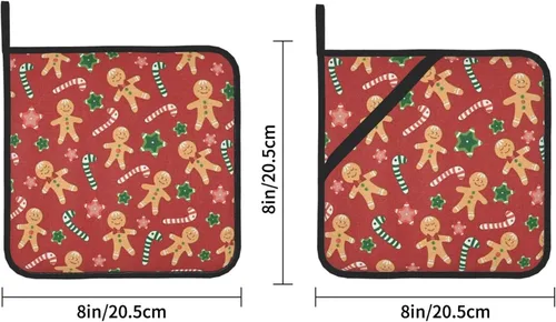 Vista 2 de Juego de 2 soportes para ollas de pan de jengibre de Navidad, resistentes al calor, resistentes al calor, forro de algodón, almohadillas calientes
