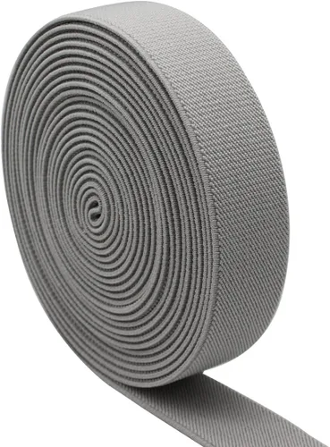 Vista 10 de Banda elástica de costura de 1 pulgada por 5 yardas, color negro, sarga de doble cara, elástica tejida