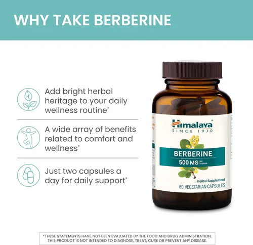 Vista 4 de Himalaya Berberina - Suplemento herbal para apoyar el metabolismo normal, inmunidad y salud digestiva - Vegano, sin gluten, 500 mg, 60 cápsulas