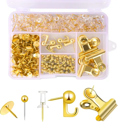 Vista 11 de Juego de 310 chinchetas, tachuelas negras decorativas para tablero de corcho con gancho para chinchetas, clip para chinchetas, 5 estilos, accesorios