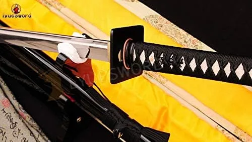 Vista 6 de Espada ninja japonesa de espiga completa lista para batalla 1095 de acero de alto carbono, hoja muy afilada