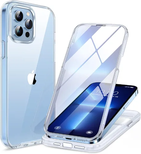 Vista 261 de Miracase - Funda magnética para iPhone 13 Pro Max de 6.7 pulgadas (compatible con MagSafe), transparente, completo, protector de pantalla de vidrio