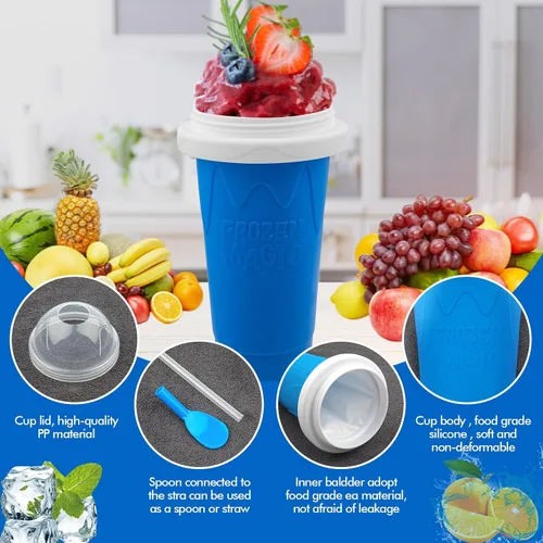 Vista 3 de Jairuty Vaso para hacer Slushie, vasos mágicos de congelación rápida para máquina casera de batido de leche y helados, vaso de doble capa para hacer