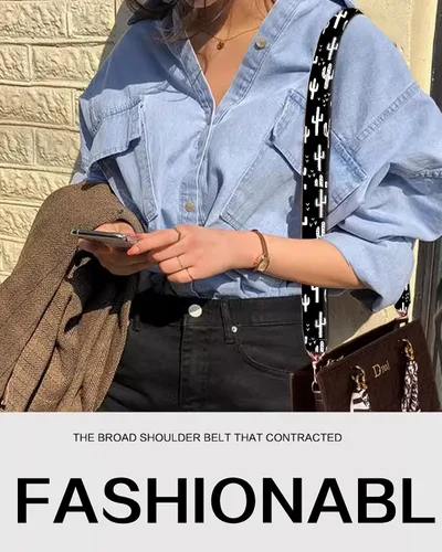 Vista 4 de Correas para bolso, hebillas de oro rosa, correa ancha para hombro, cinturón de repuesto ajustable de moda para bolso cruzado de lona, Cactus
