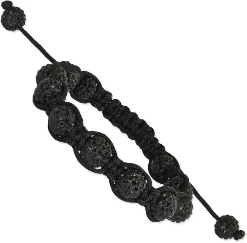 Vista 6 de Icecarats 10mm. negro de abalorio de vidrio enlace pulsera de cordón ajustable de envoltura elástica
