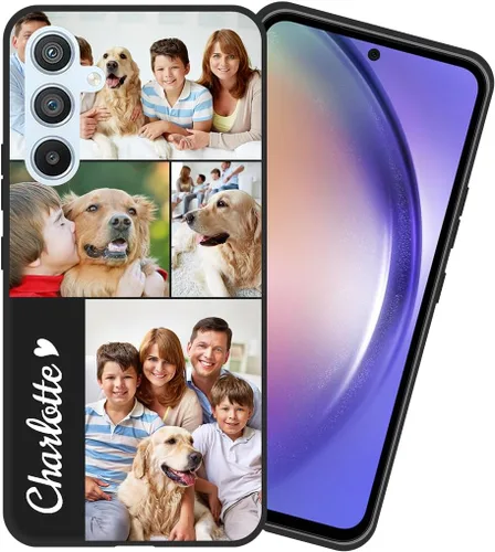 Vista 2 de Styletify Funda personalizada para Galaxy A54 5G, funda protectora a prueba de caídas de TPU mate a cuadros negros