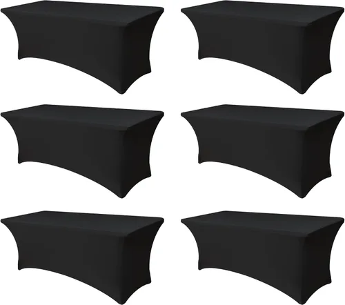 Vista 46 de Funda Elástica para Mesa para Mesas Rectangulares de 4 pies - Paquete de 8 Manteles de Spandex Azul Aguamarina con Elástico - Para Mesas Plegables