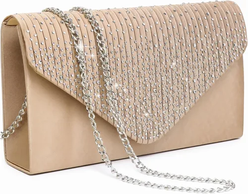 Vista 15 de Dasein Bolso de mano con satén satinado para mujer, tipo embrague, para noche, bandolera, bolsos, fiesta, graduación, boda, sobre