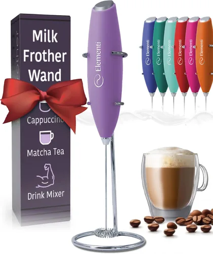 Vista 15 de Espumador Elementi de leche con soporte, motor de esfuerzo de torsión más potente, para hacer cappuccinos, lattes y café a prueba de balas, Negro