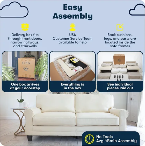 Vista 11 de Serta Palisades Sofás Tapizados para Sala, Sofá de Diseño Moderno, Tela, Beige