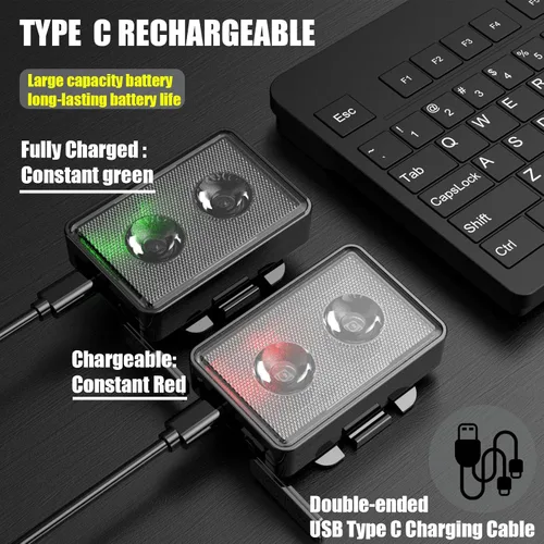 Vista 8 de Bike Lights for Night Riding, USB Rechargeable, Front and Back, 3+4 Modes, Headlight and Taillight Set, IP44 Waterproof, Accessories, Night, (2 Pack)