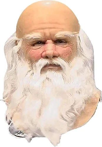 Vista 5 de NewGtuizi Máscara de anciano, máscara realista de látex de Papá Noel con barba blanca, cubierta facial de adulto para disfraz de Navidad y cosplay